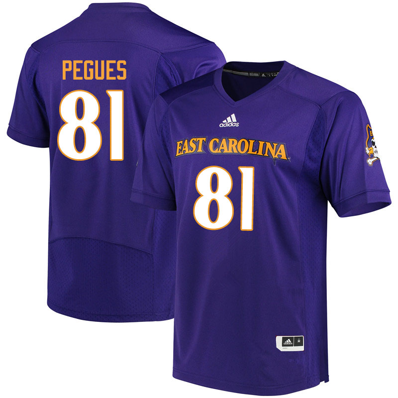 Men #81 Andre Pegues ECU Pirates College Football Jerseys Sale-Purple